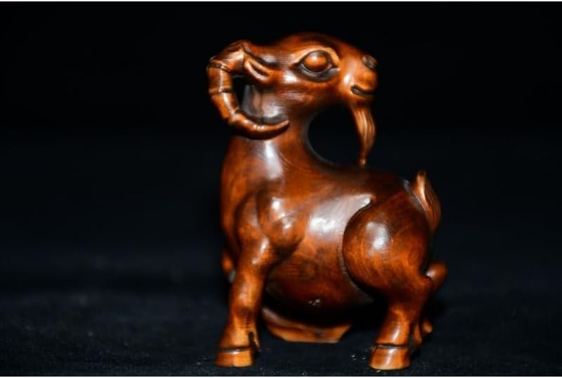 Collection Boxwood Sheep Wealth Statues Handmade Decor