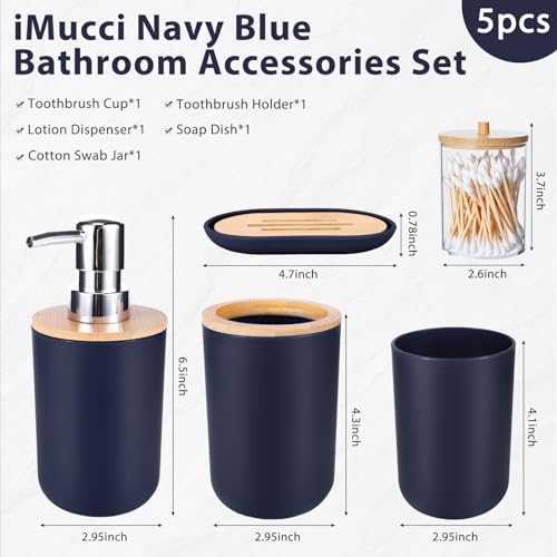 iMucci 5 Piece Bathroom Accessories Set Navy Blue