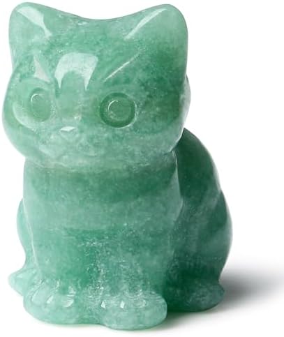 DUQGUHO Green Aventurine Cat Crystal Figurine - Lucky Desk Decor 1PC