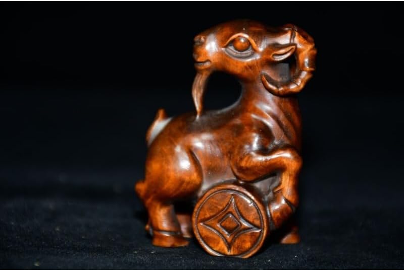 Collection Boxwood Sheep Wealth Statues Handmade Decor