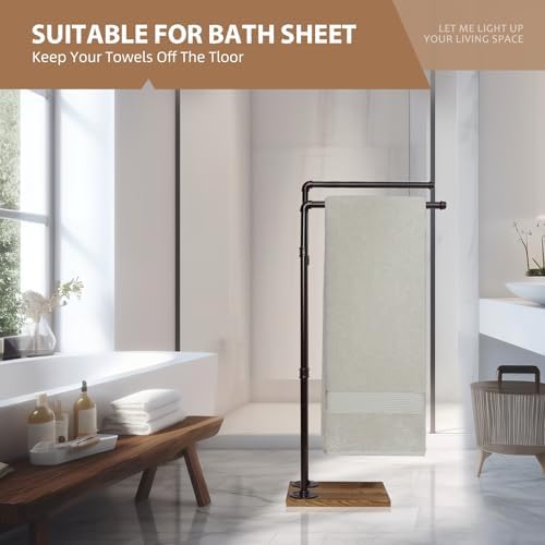 40 Inch 2-Tier Free Standing Towel Rack with Wooden Base