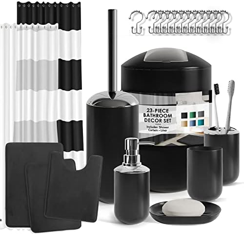 Clara Clark 23PC Matte Black Bathroom Accessory Set