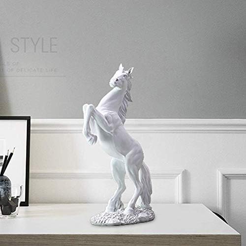 Lependor White Standing Horse Resin Statue Home Decor