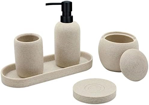 Aksipo Beige Resin 5Pc Bathroom Accessory Set