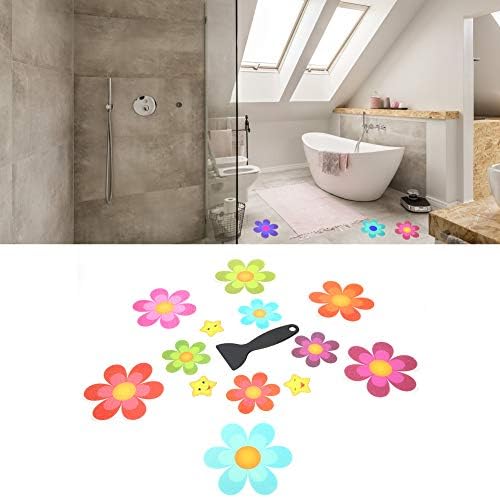 Glomora 13pcs Waterproof Non Slip Flower Stickers for Bathtub