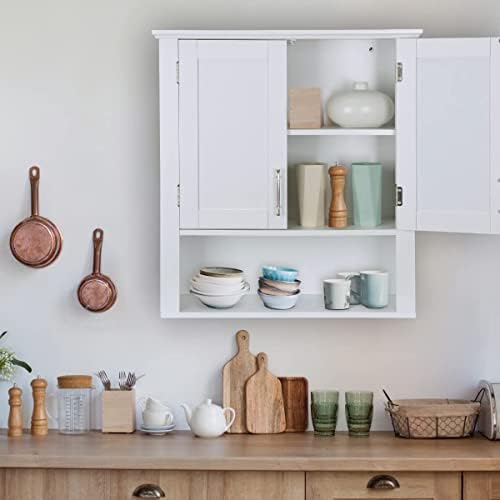 Saicool Wooden Medicine Cabinet with 2-Doors and 1-Shelf