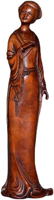LimpaC Mini Boxwood Woman Statue Handcrafted Decor