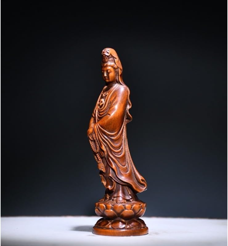 LimpaC Handmade Boxwood Guanyin Statue