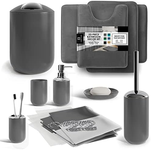 Clara Clark Gray Bathroom Accessory Set 23PC