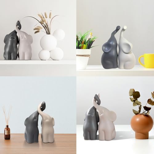 Ceramic Elephant Couple Ornament Set of 2