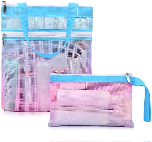 Nidoul Mesh Shower Caddy Zipper Bag for Travel Dorm Gym Beach