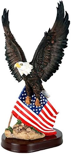 Pacific Giftware 18 Inch American Eagle Statue with Flag Base