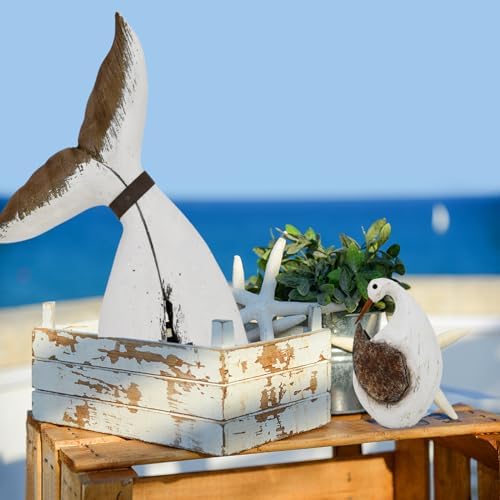 Wooden Seabird Sculpture Nautical Decor Statue