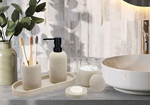 Aksipo Beige Resin 5Pc Bathroom Accessory Set