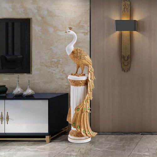 Homary 276 Peacock Statue White Gold Resin Sculpture