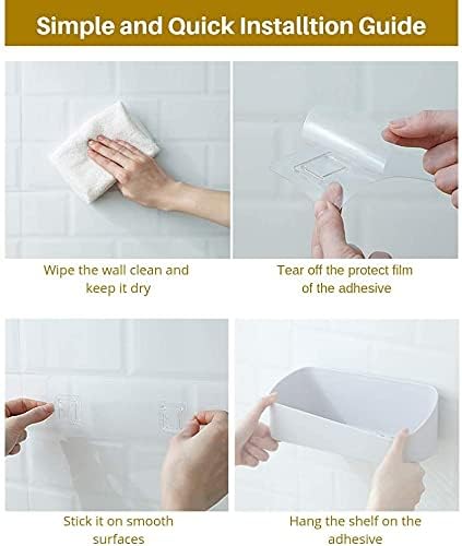 SUNFICON Adhesive Shower Caddy with 2 Clear Stickers