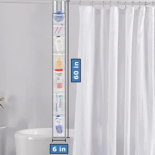 Skywin TidyFriend Shower Liner with 7 Pockets - 57 x 6 Inches