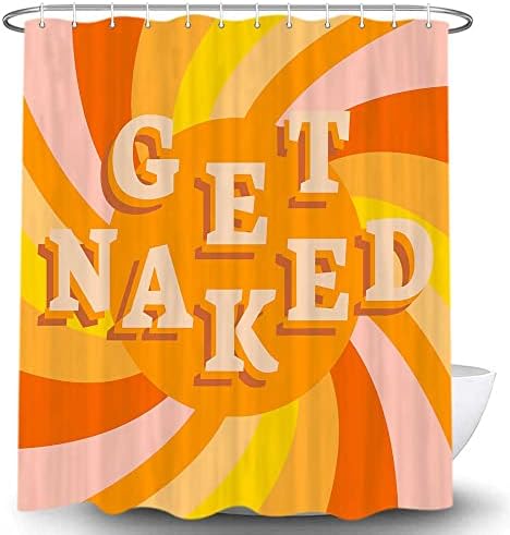 JAWO Funny Get Naked Boho 70s Retro Shower Curtain Set