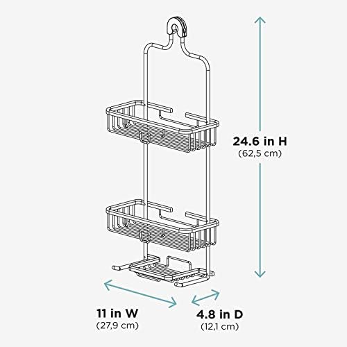 Zenna Home NeverRust Shower Caddy with 2 Shelves and Soap Tray