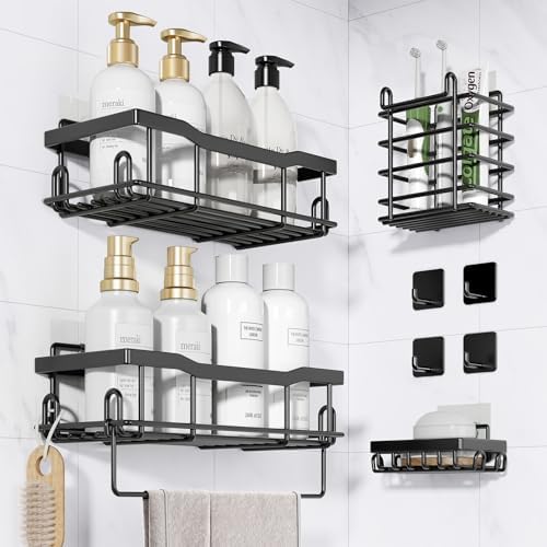 JIANDOS 9 Piece Shower Caddy Set with Hooks and Adhesives