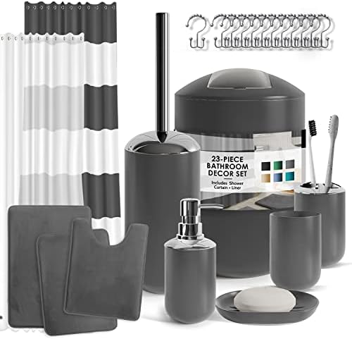 Clara Clark Gray Bathroom Accessory Set 23PC