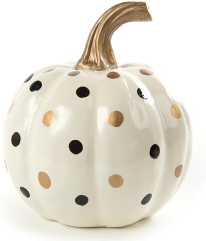 Ivory Dotty Pumpkin Resin Home Decor