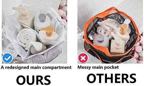 ALYER Mesh Shower Caddy Basket with Large Compartment and 6 Deep Pockets