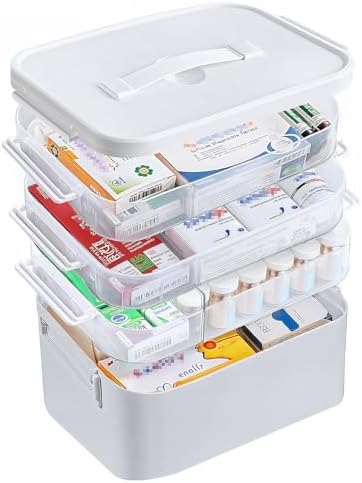 4-Tier Portable Medicine Cabinet with Handle and Removable Trays