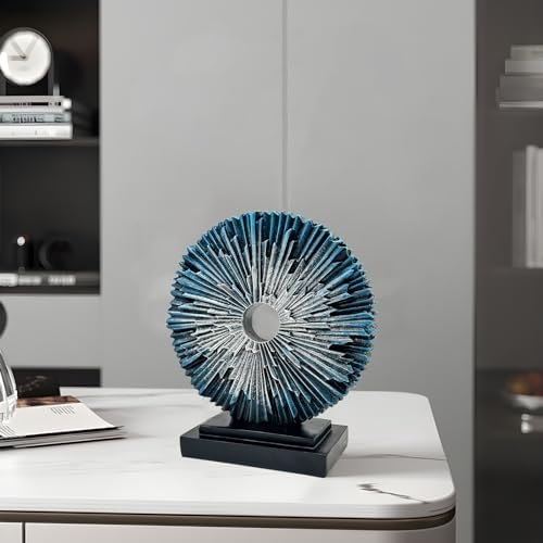 Abstract Blue Silver Modern Sculpture for Home Office Decor