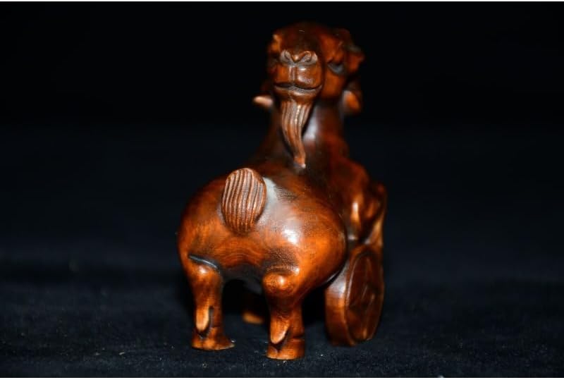 Collection Boxwood Sheep Wealth Statues Handmade Decor