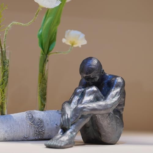 Guichifun Resin Bronze Sitting Man Statue Home Decor