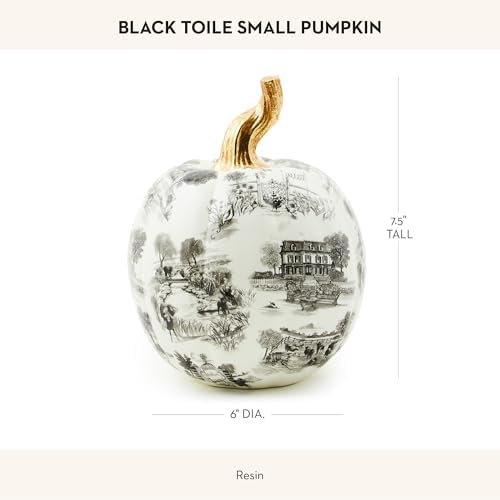 MACKENZIE-CHILDS Toile Black Resin Pumpkin Halloween Decor