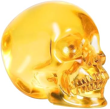 MRSKULL Yellow Glass Crystal Skull Decor Statue
