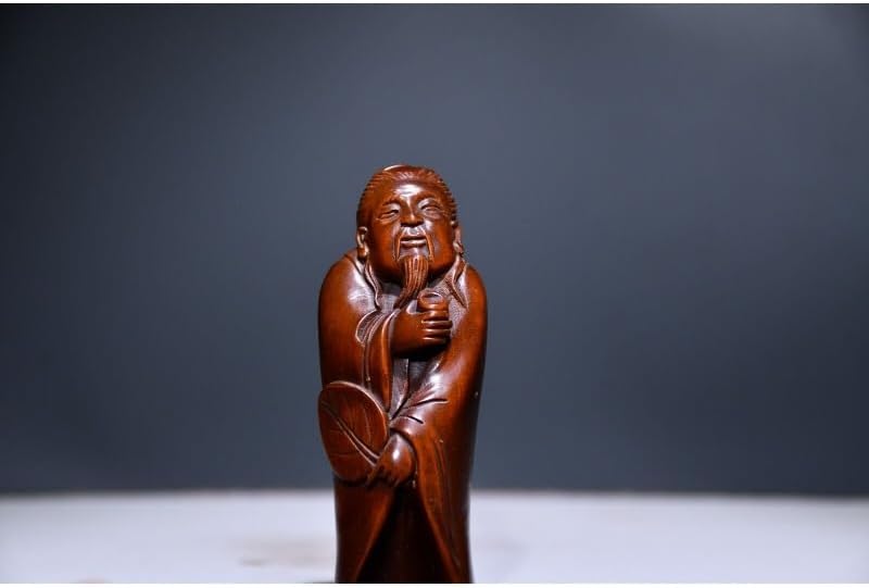 Handmade Boxwood Moneybags Tea Shovel Statues Home Decor