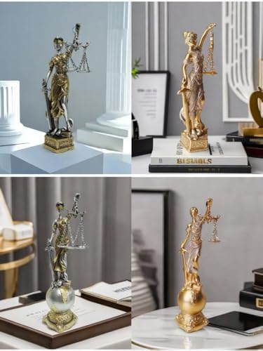 Lady Justice Statue - Gold or Silver Finish Desk Decor