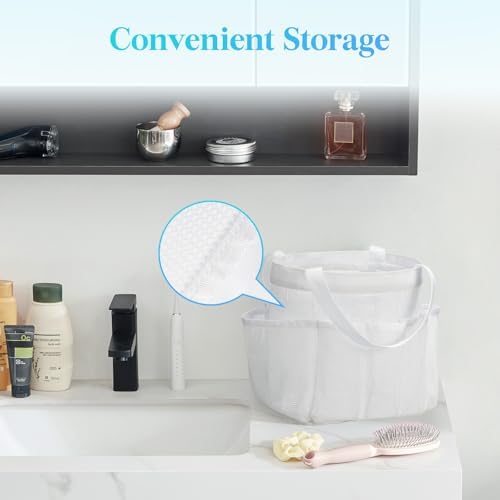 Lifewit Mesh Shower Caddy Portable with 7 Pockets - White