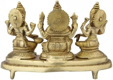 Statuestudio Brass Ganesha Lakshmi Saraswati Idol Set