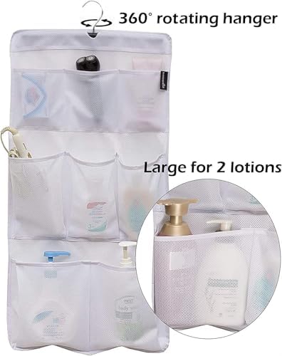 MISSLO 8-Pocket Mesh Shower Organizer with Rotating Hanger