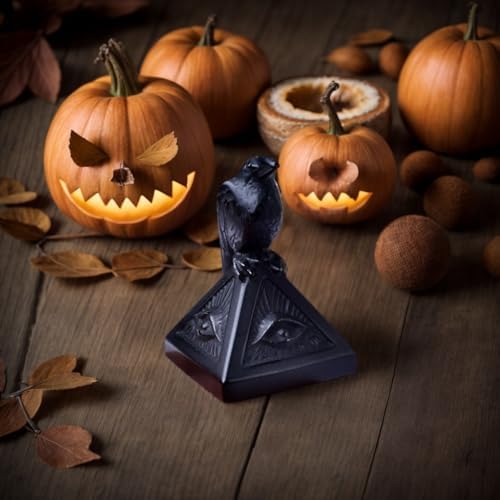 Natural Obsidian Raven Figurine Halloween Decoration