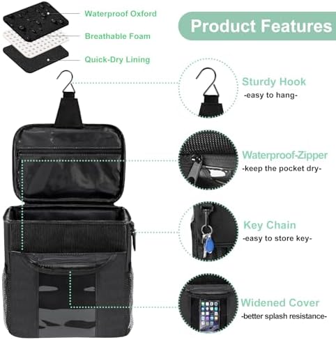 Portable Shower Caddy with Large Capacity and Quick Dry Design Black