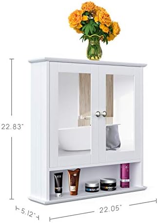 Mirror Cabinet with Adjustable Shelves White