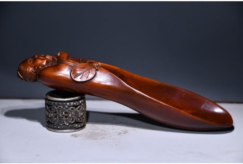 Handmade Boxwood Moneybags Tea Shovel Statues Home Decor