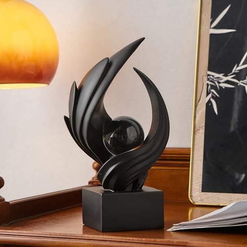 Abstract Art Sculpture Resin Gold Modern White Decor