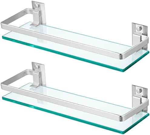 Sanbege 2-Pack Tempered Glass Shelf with Rail
