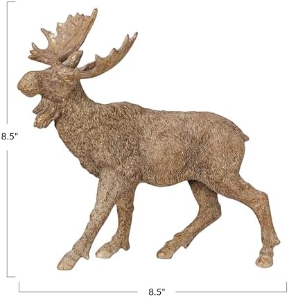 Creative Co-Op Resin Standing Moose with Antique Gold Finish