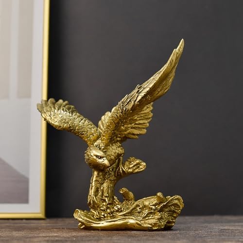 Golden Resin Flying Eagle Statue for Home Office Decor