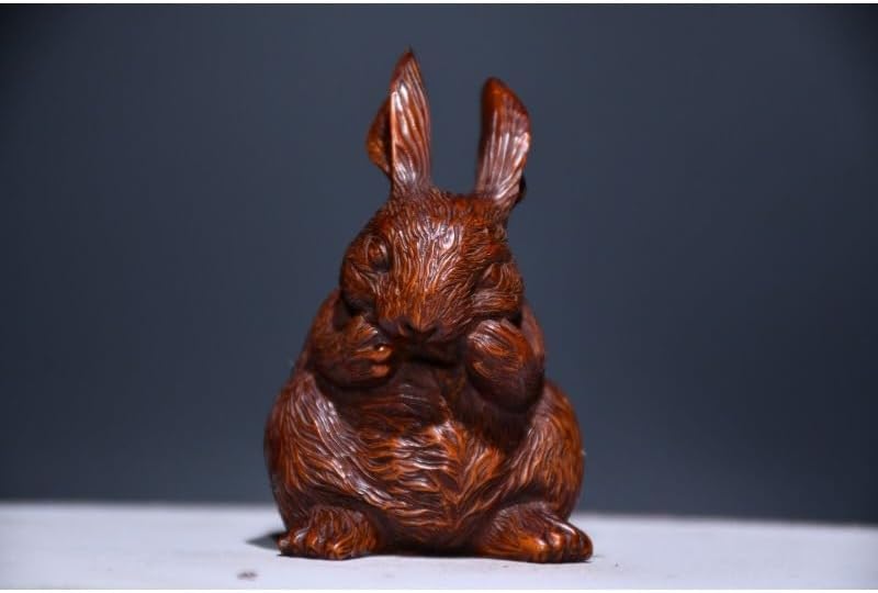 Boxwood Rabbit Zodiac Statues Handmade Decor