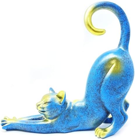 SHTWX Cat Stretching Statue Figurine Sculpture