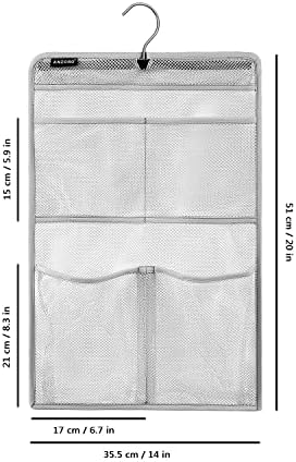 ANZORG Mesh Shower Caddy with 4 Pockets and Rotating Hanger