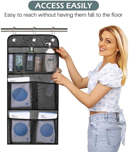 MISSLO Mesh Shower Caddy with Door and Curtain Hooks